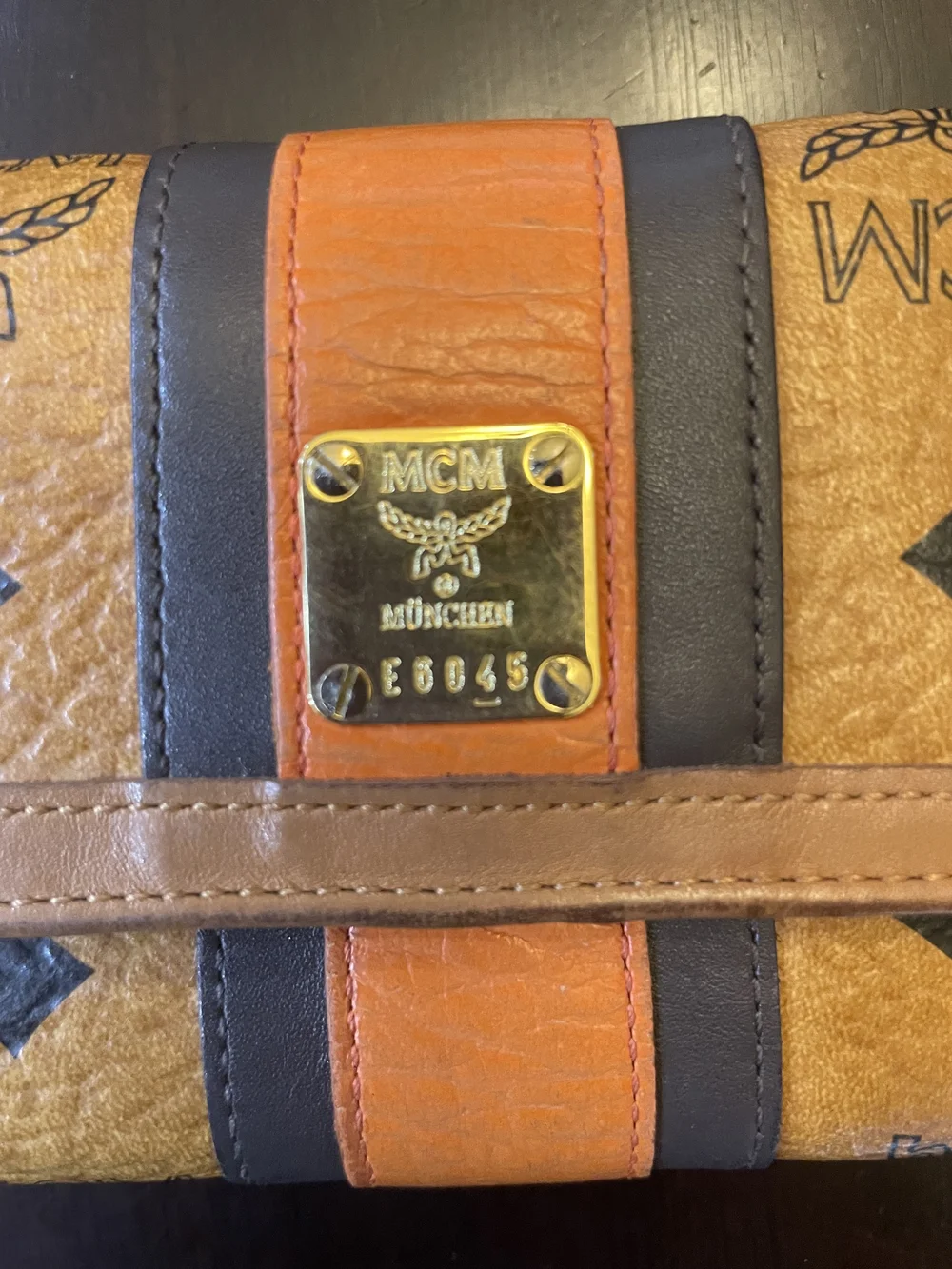 MCM Visetos Trifold Wallet Cognac Orange Brown